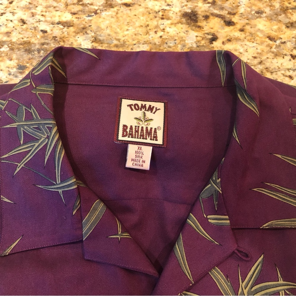 Tommy Bahama Purple and Green Casual Button Down Shirt - Picture 6 of 6